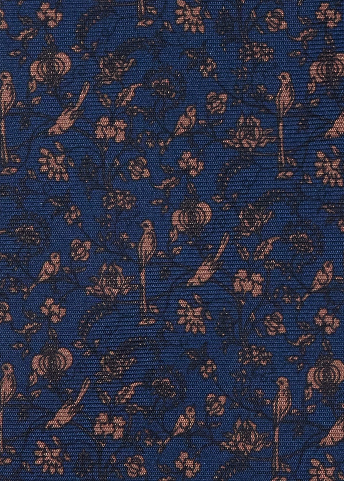Floral Bird SIik Tie Navy/Brown - Paul Stuart