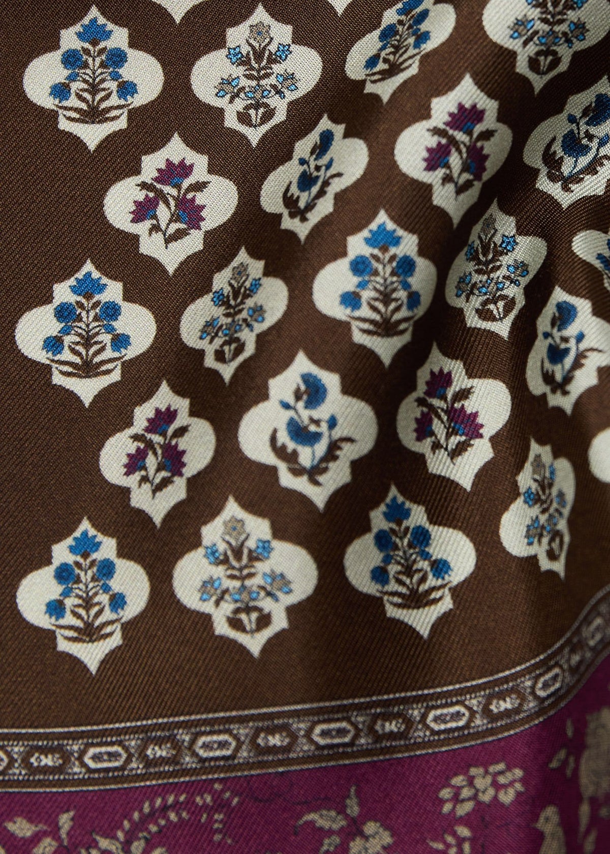 Floral Medallion Silk Pocket Square Green Mix - Paul Stuart
