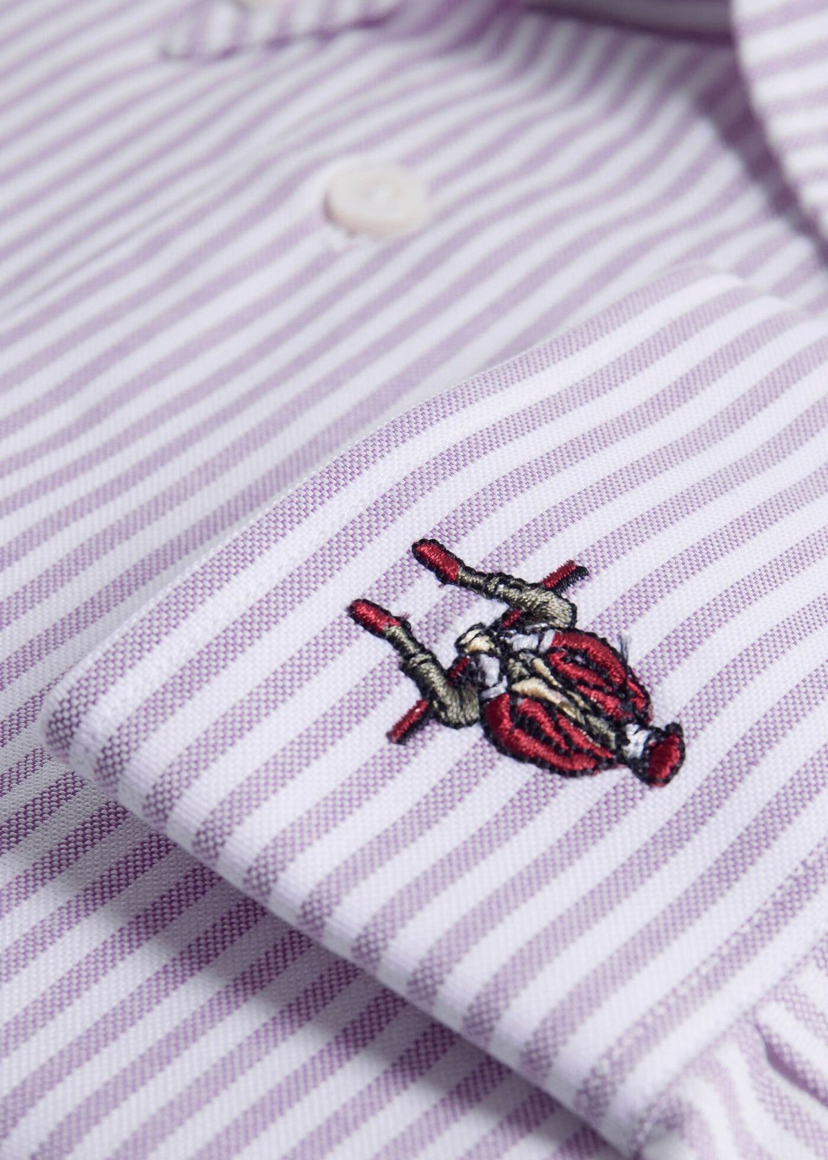 Striped Oxford Logo Sport Shirt Blue - Paul Stuart