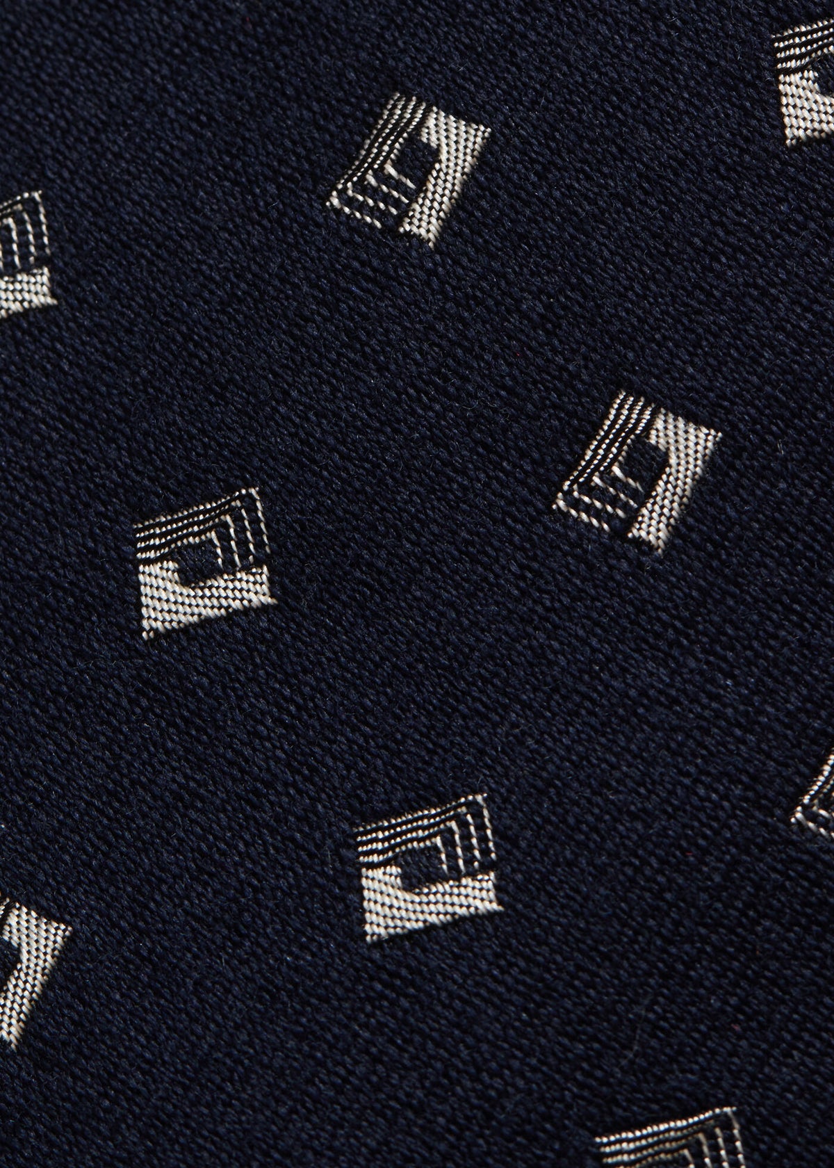 Deco Square Woven Silk Tie Navy/Silver - Paul Stuart