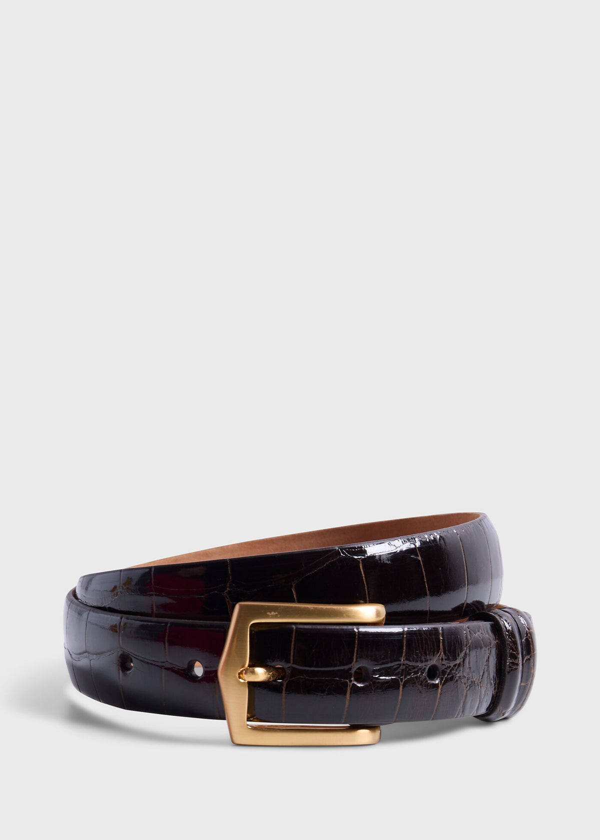 Men's Glazed Alligator Belt in Dark Brown - Paul Stuart Black - Paul Stuart