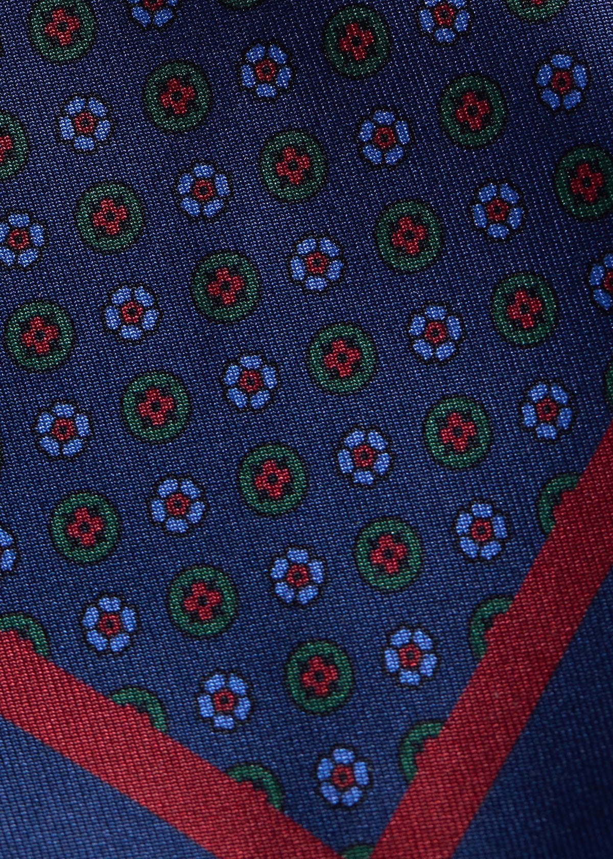 Micro Medallion Print Pocket Square Navy - Paul Stuart
