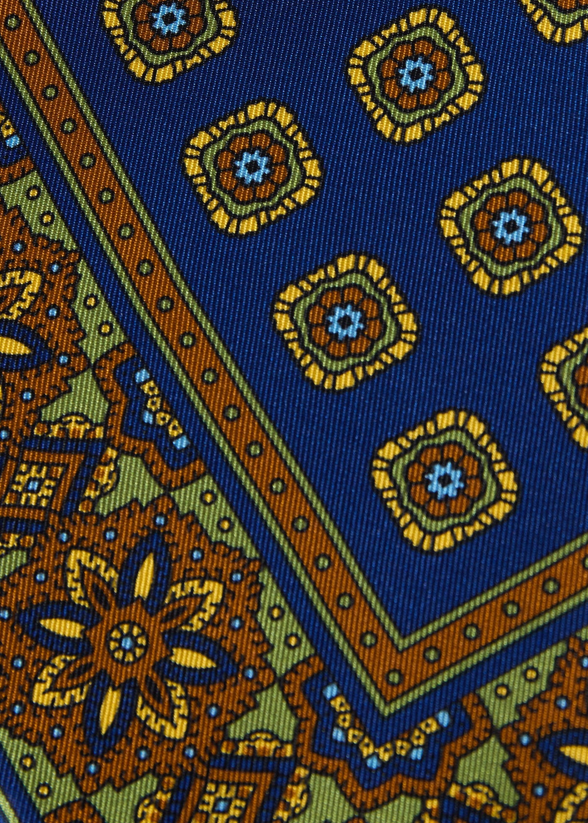 Medallion Print Pocket Square Navy - Paul Stuart