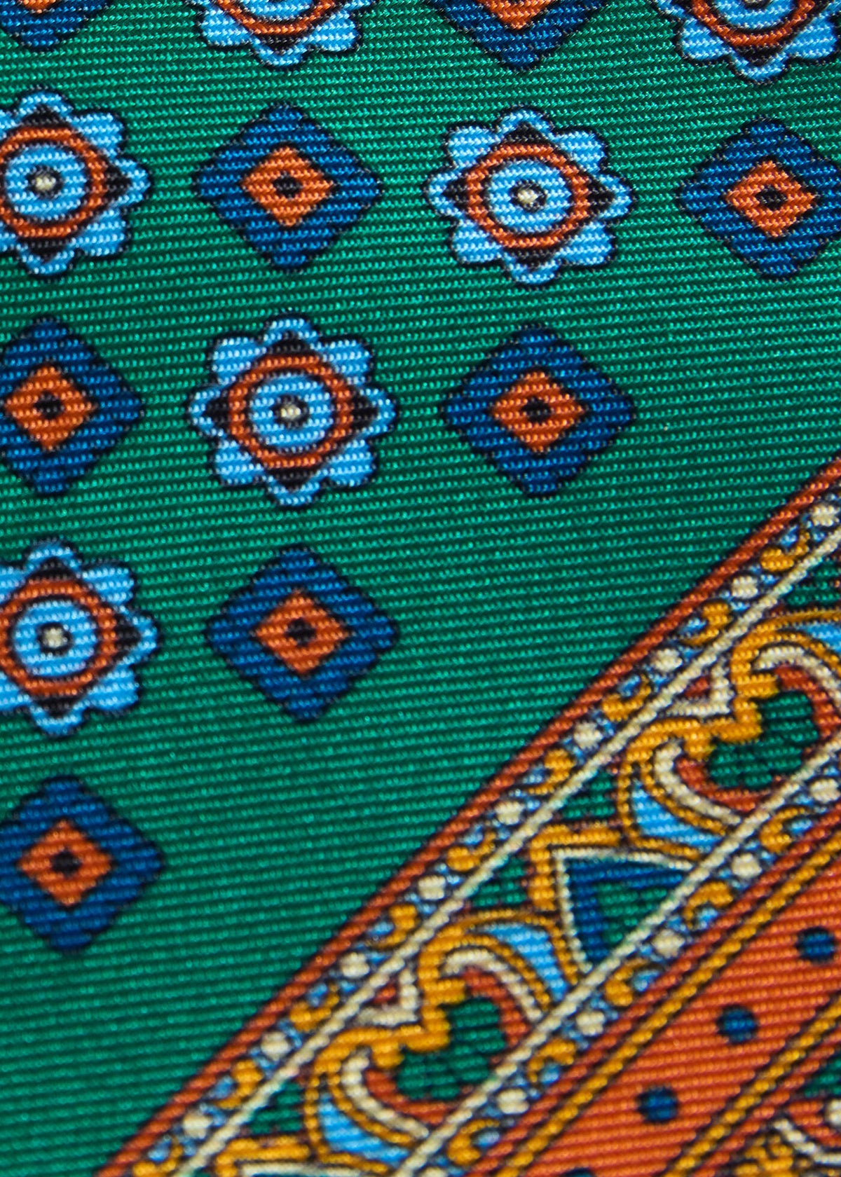 Medallion Print Pocket Square Blue - Paul Stuart
