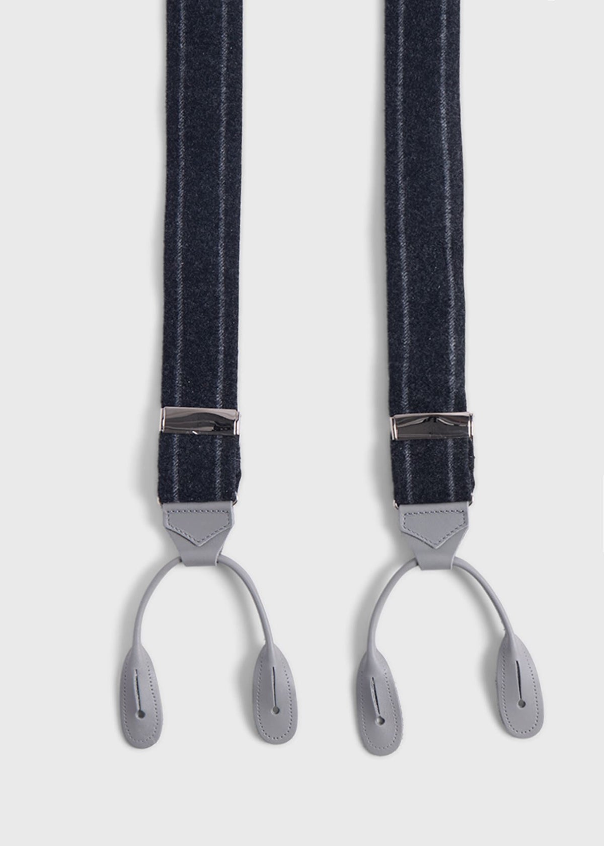English Flannel Chalk Stripe Suspenders Black/Grey, unselectable - Paul Stuart