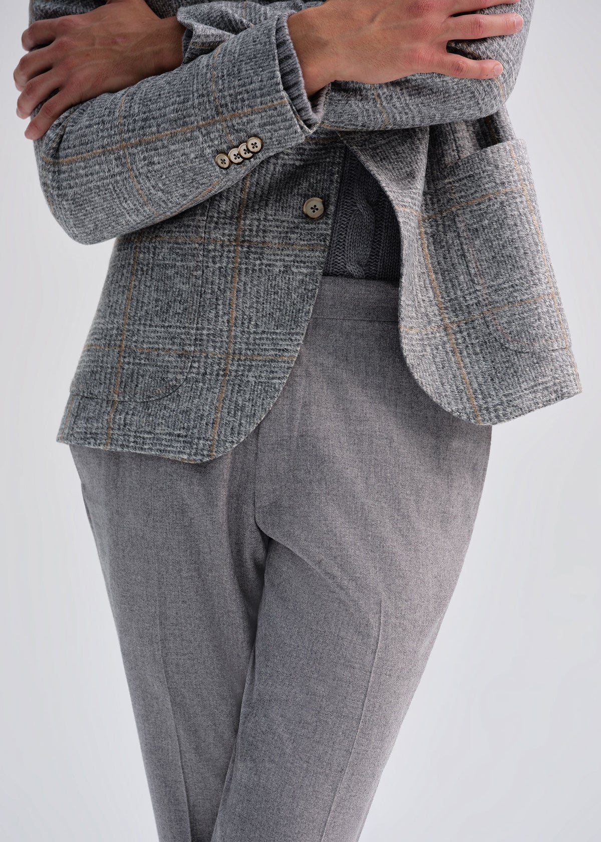 Jersey Plaid Soft Jacket Light Grey - Paul Stuart