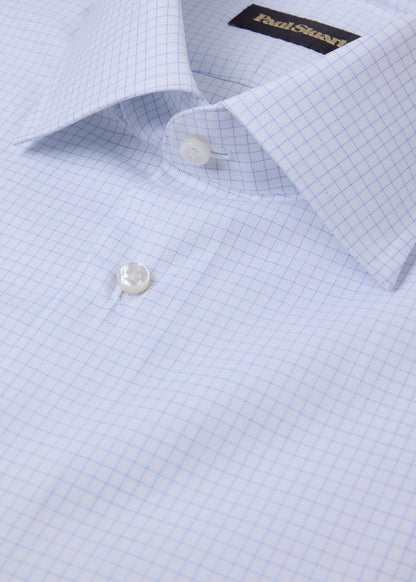Handmade Spread Collar Dress Shirt White/Blue - Paul Stuart