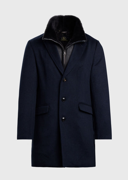 Wool Coat with Shearling Gilet Navy - Paul Stuart