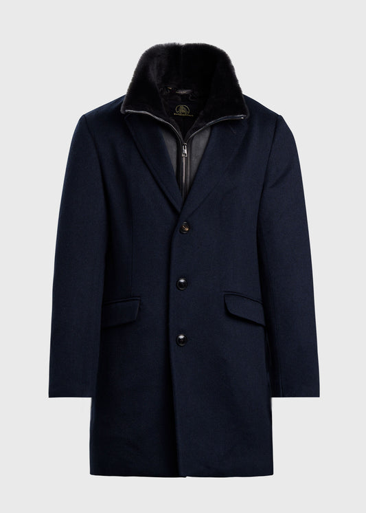 Wool Coat with Shearling Gilet Navy - Paul Stuart