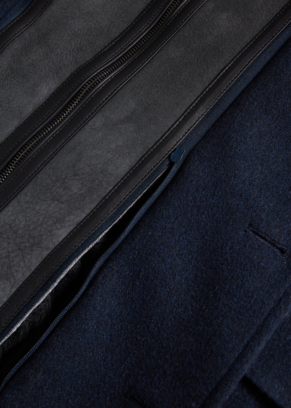 Wool Coat with Shearling Gilet Navy - Paul Stuart