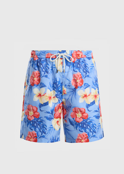 Tropical Print Swim Trunk Pink - Paul Stuart