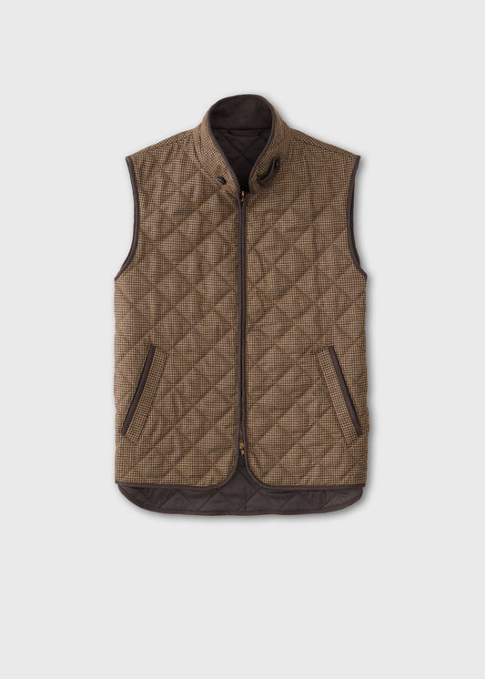 Wool Check Quilted Vest Brown - Paul Stuart