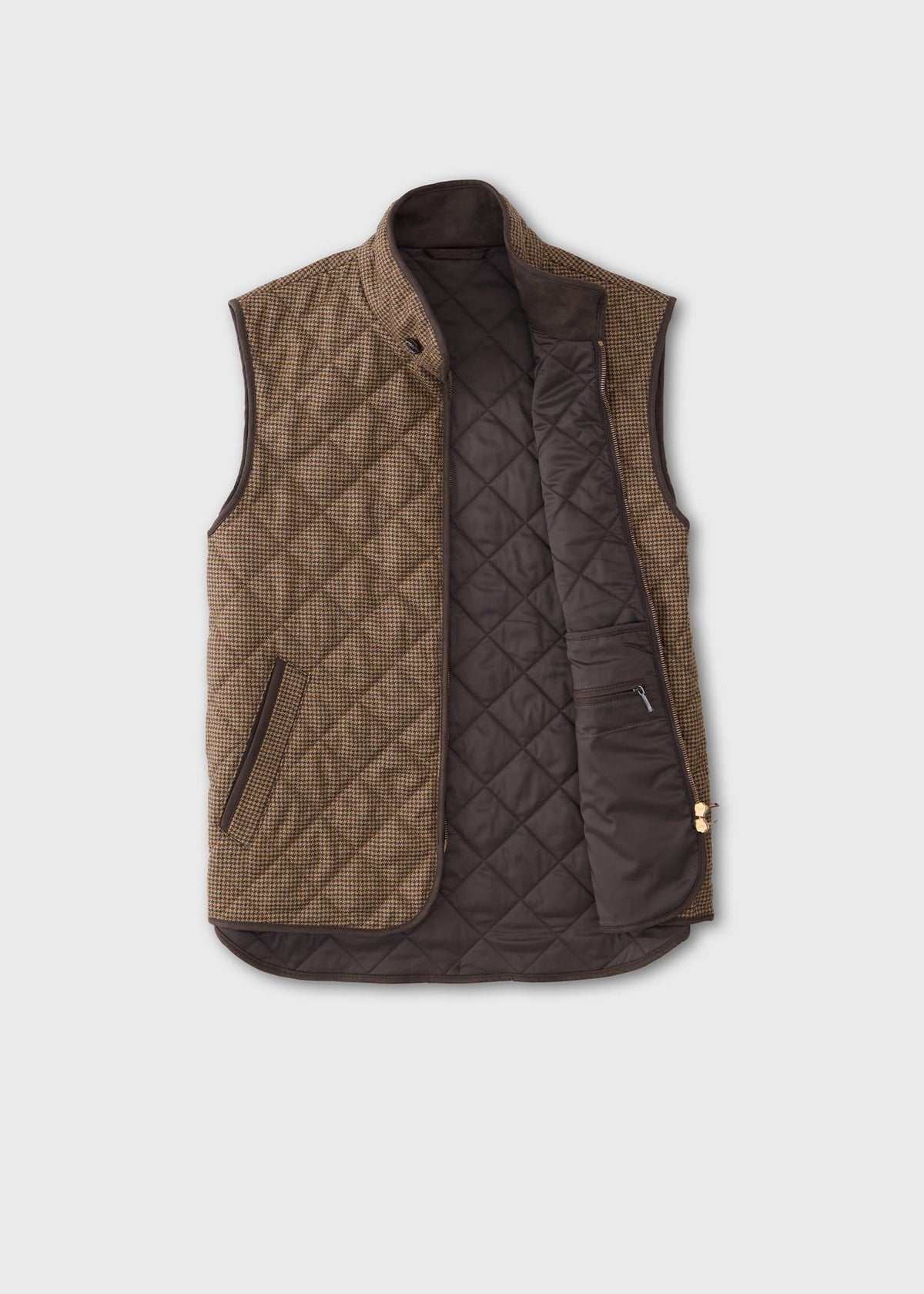 Wool Check Quilted Vest Brown - Paul Stuart