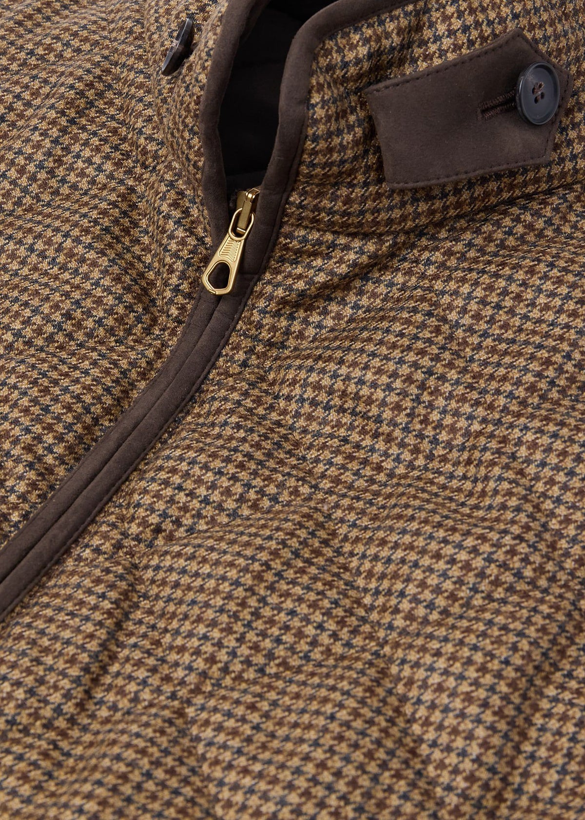 Wool Check Quilted Vest Brown - Paul Stuart