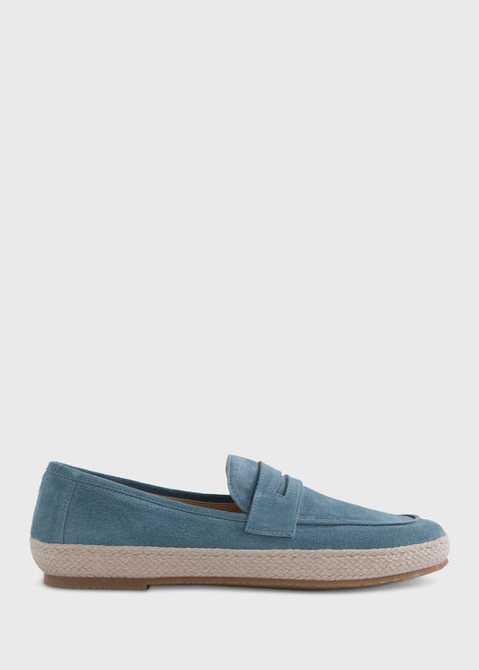 LLoyd Suede Penny Loafer Espadrille Light Blue/Aqua - Paul Stuart