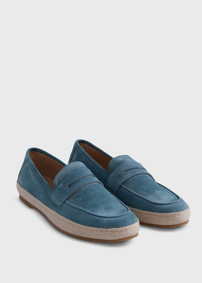LLoyd Suede Penny Loafer Espadrille Light Blue/Aqua - Paul Stuart