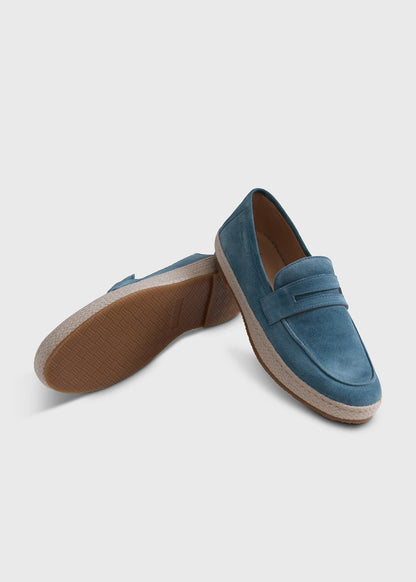 LLoyd Suede Penny Loafer Espadrille Light Blue/Aqua - Paul Stuart