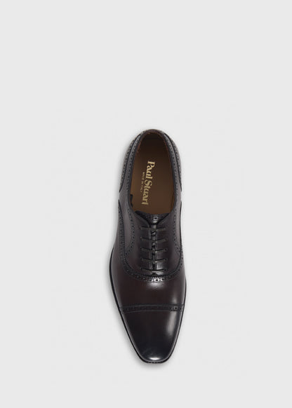 Sutton Medallion Cap Toe Black - Paul Stuart