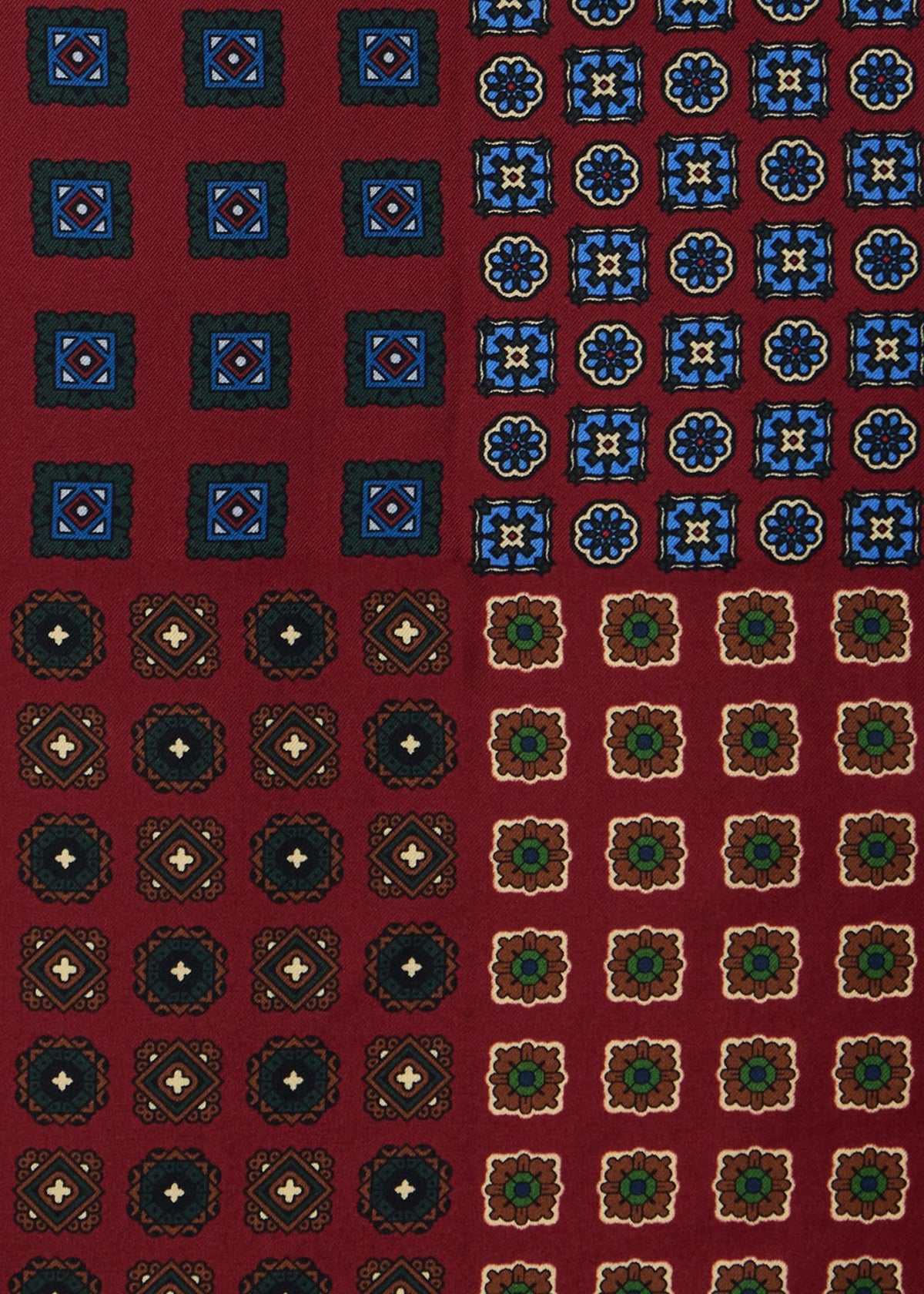Patchwork Foulard Silk Pocket Square Red - Paul Stuart