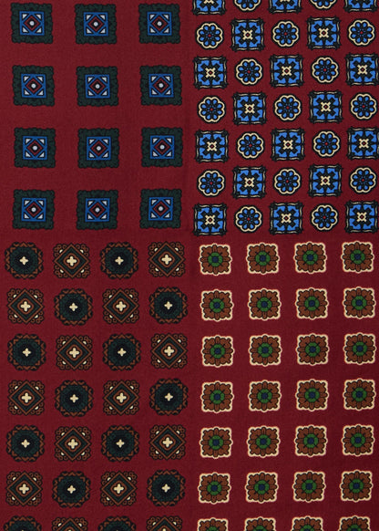 Patchwork Foulard Silk Pocket Square Red - Paul Stuart