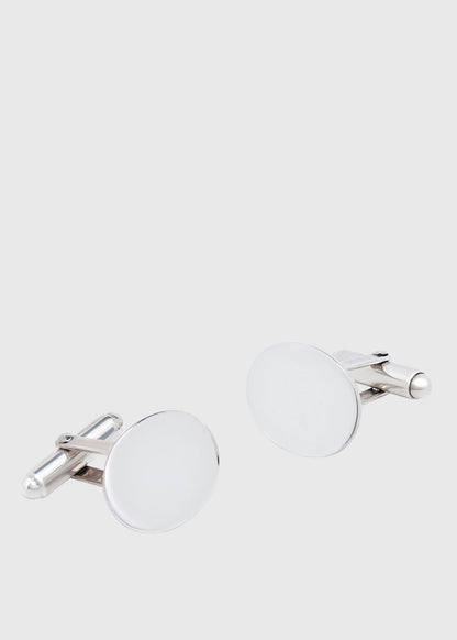 Sterling Silver Polished Oval Cufflinks Silver - Paul Stuart