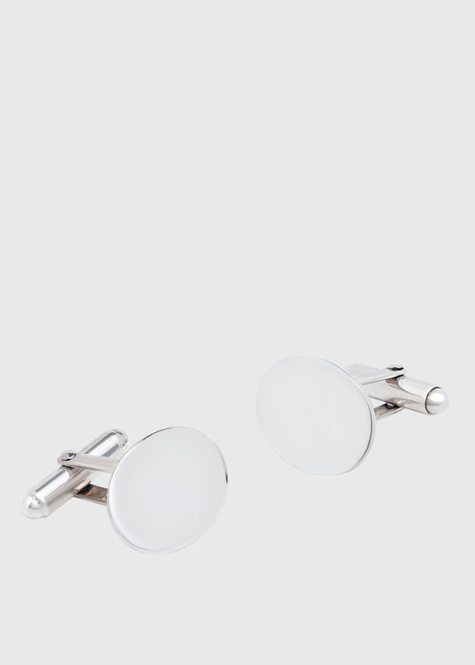 Sterling Silver Polished Oval Cufflinks Silver - Paul Stuart
