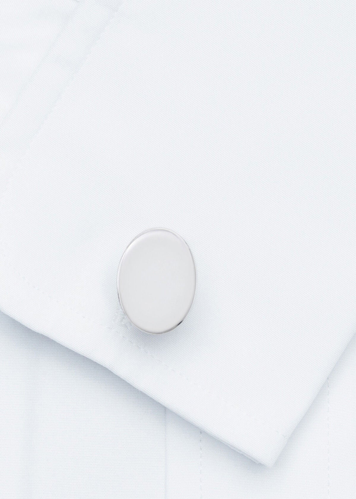 Sterling Silver Polished Oval Cufflinks Silver - Paul Stuart