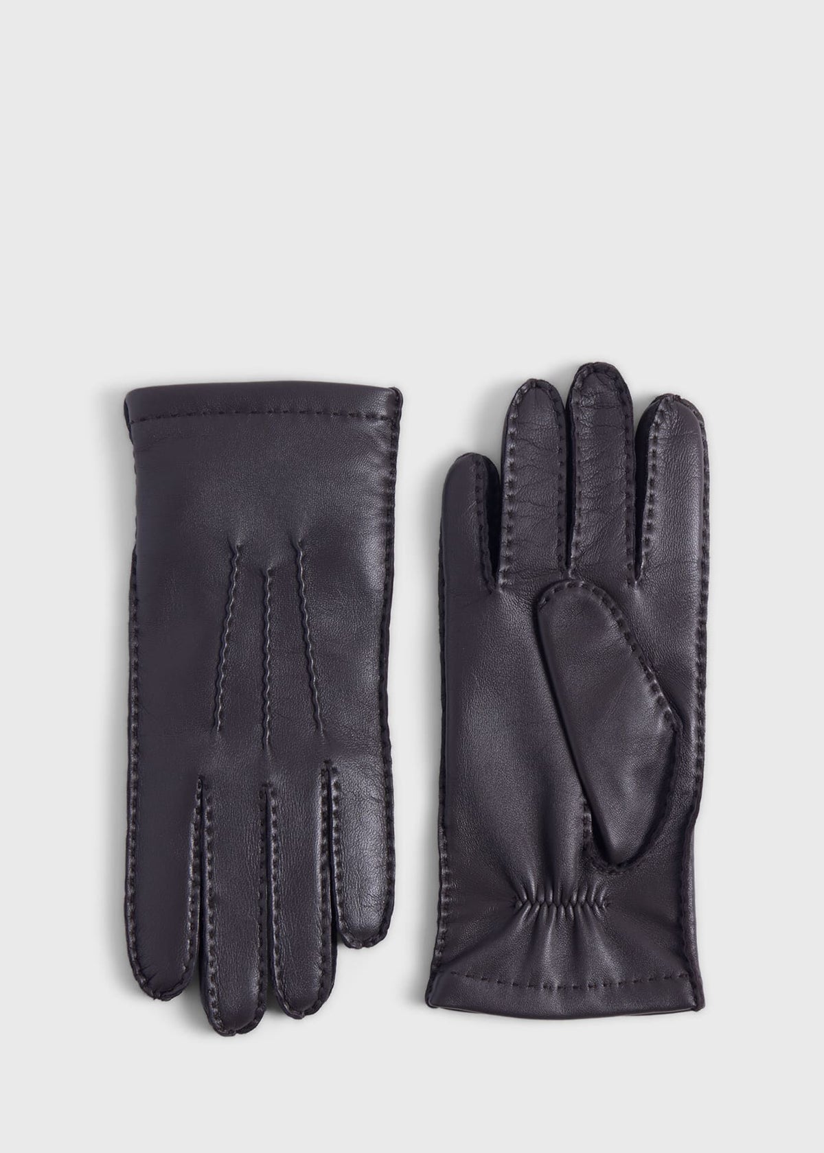 Leather Saddle Stitch Glove Black - Paul Stuart
