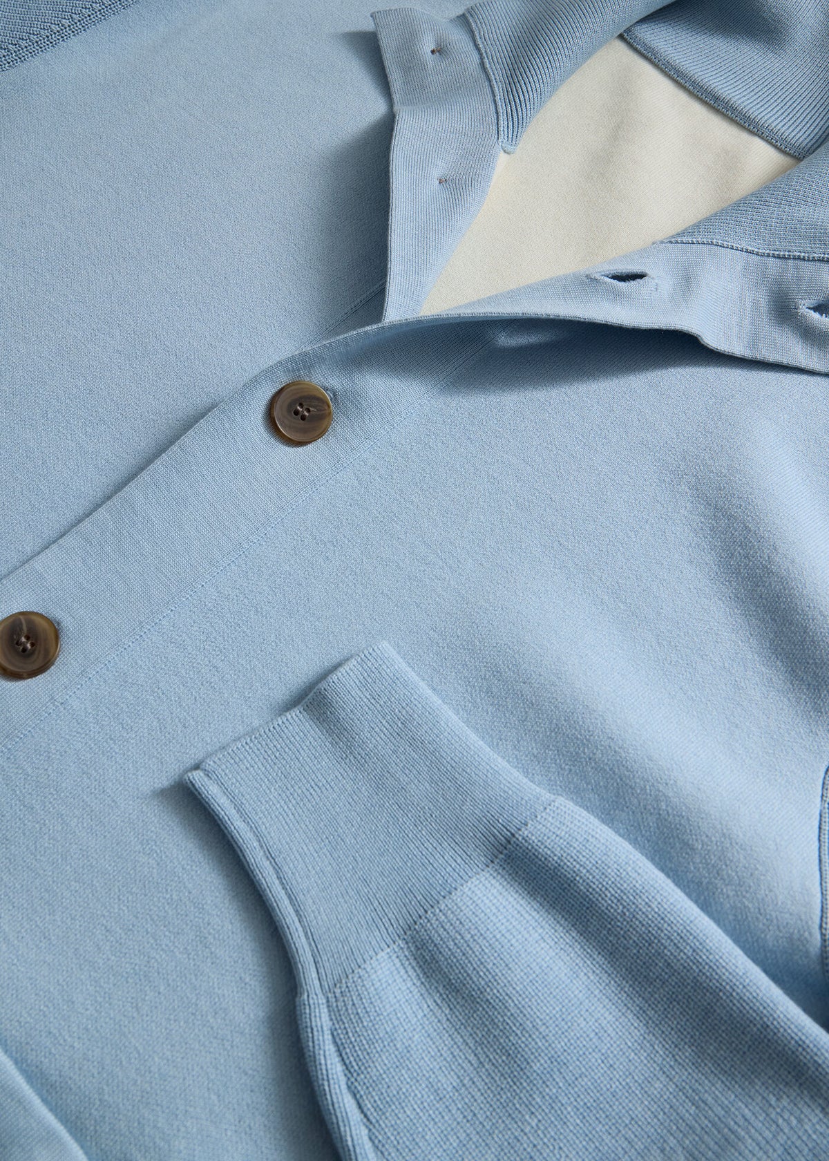 Silk & Cotton Blouson Cardigan Light Blue - Paul Stuart