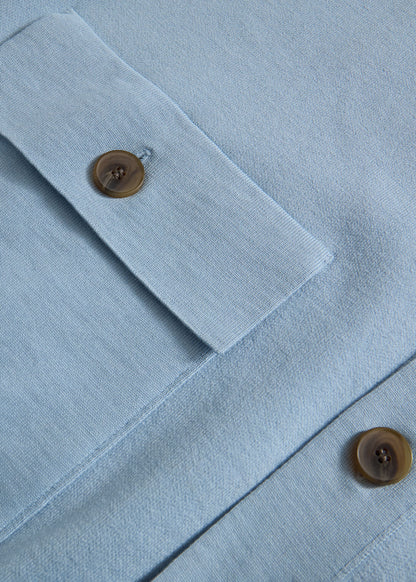Silk & Cotton Blouson Cardigan Light Blue - Paul Stuart
