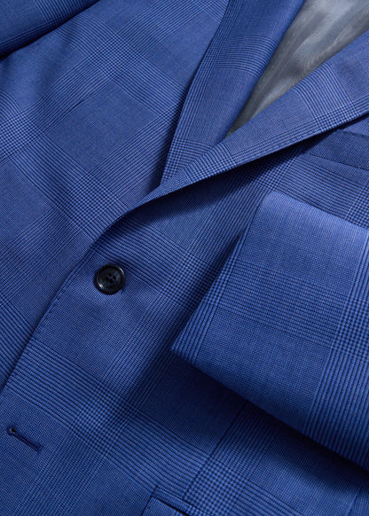 Wool Plaid Paul Suit Mid Blue - Paul Stuart