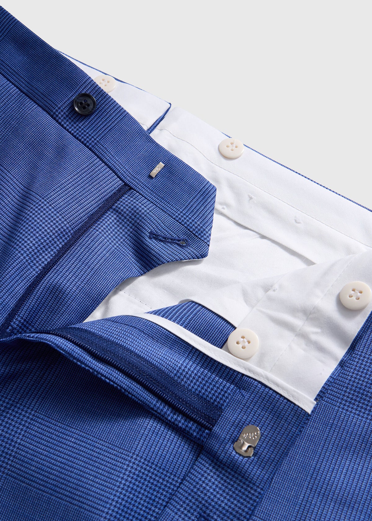 Wool Plaid Paul Suit Mid Blue - Paul Stuart