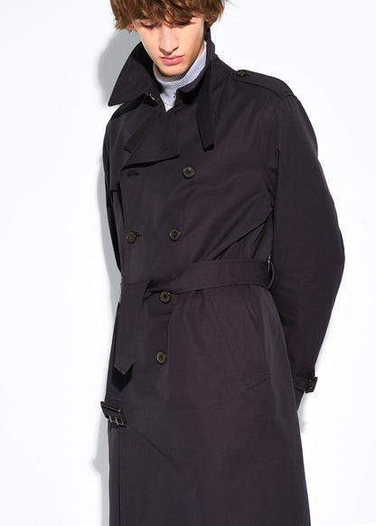 Double Breasted Cotton Trench Coat Navy - Paul Stuart