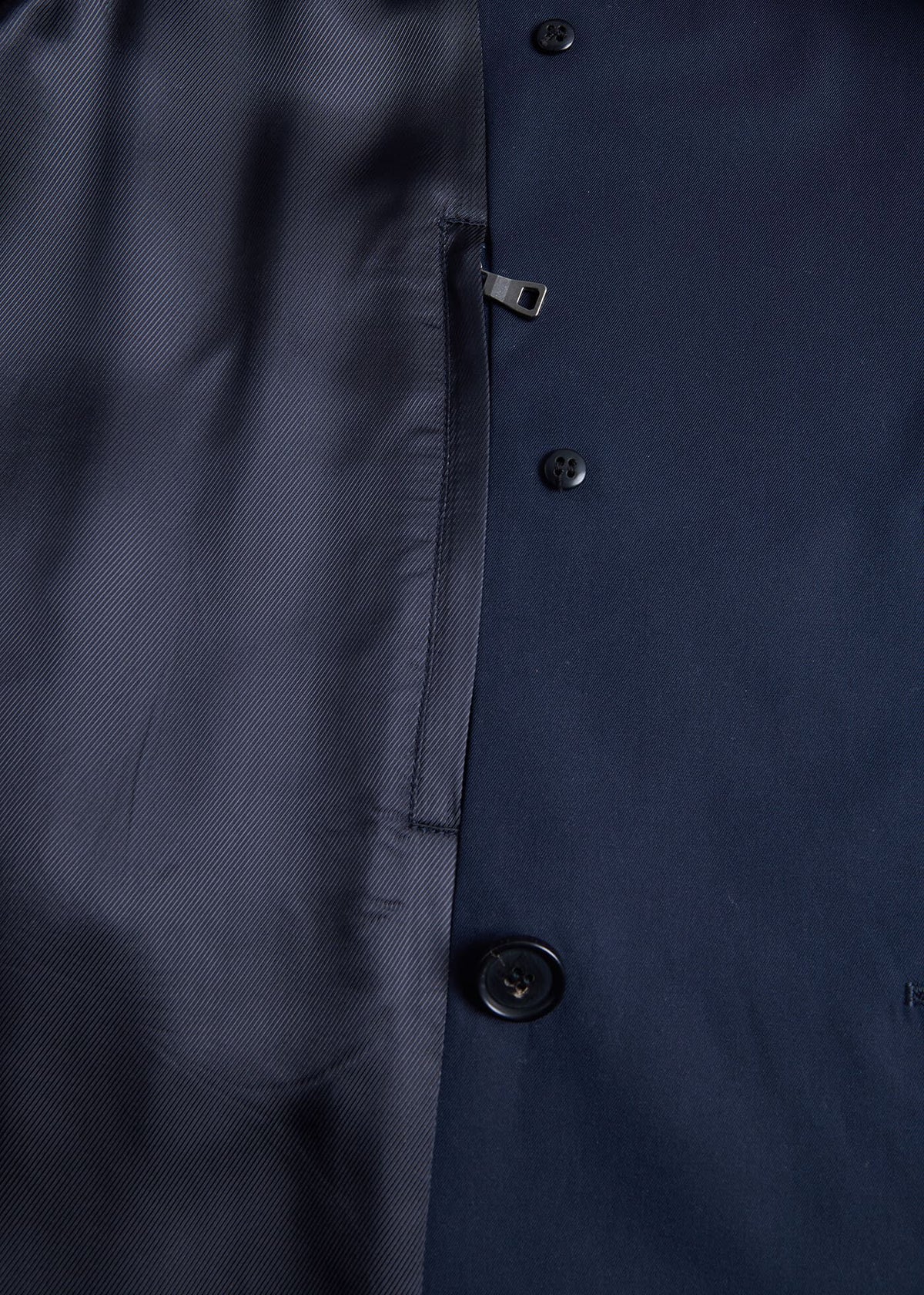 Double Breasted Cotton Trench Coat Navy - Paul Stuart