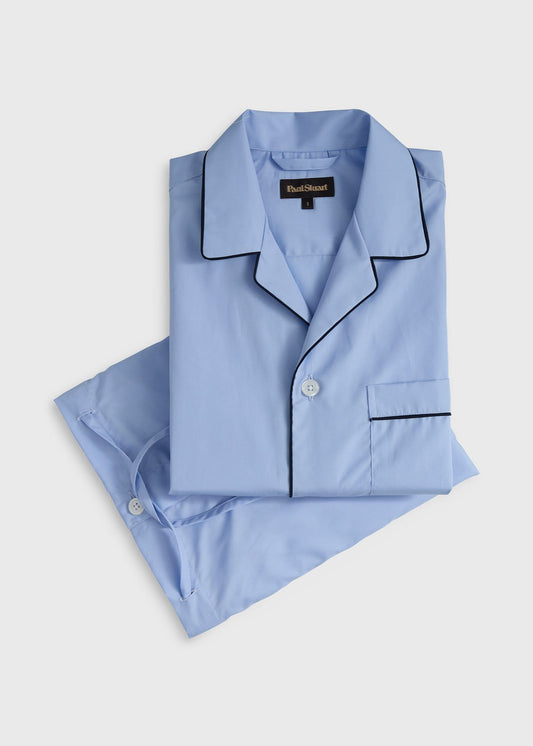 Cotton Broadcloth Pajama Blue - Paul Stuart
