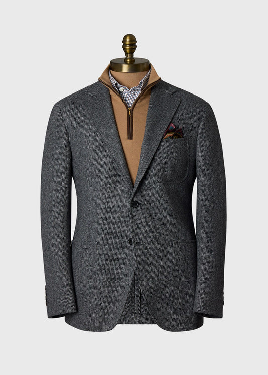 Herringbone Patch Pocket Sport Coat Grey - Paul Stuart