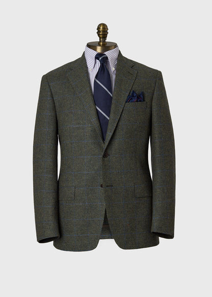 Wool Windowpane Sport Coat Olive/Blue - Paul Stuart