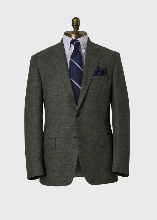 Wool Windowpane Sport Coat Olive/Blue - Paul Stuart