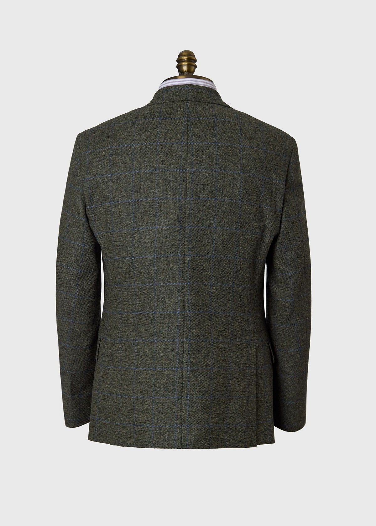 Wool Windowpane Sport Coat Olive/Blue - Paul Stuart