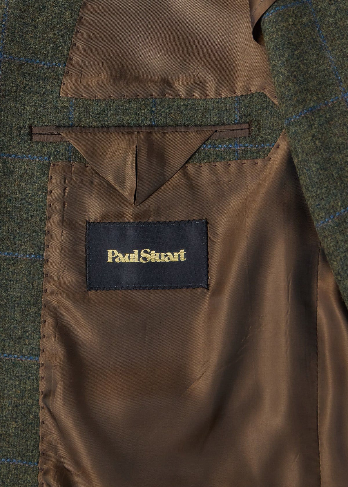 Wool Windowpane Sport Coat Olive/Blue - Paul Stuart