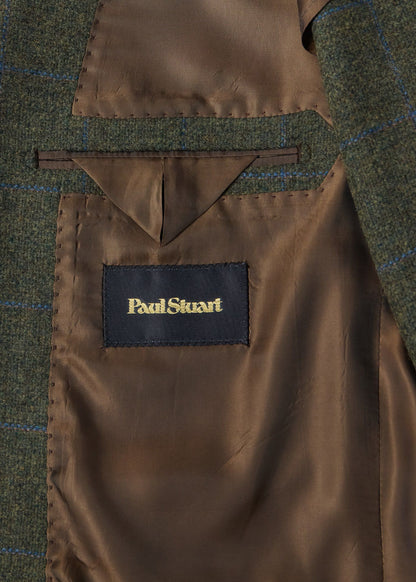 Wool Windowpane Sport Coat Olive/Blue - Paul Stuart