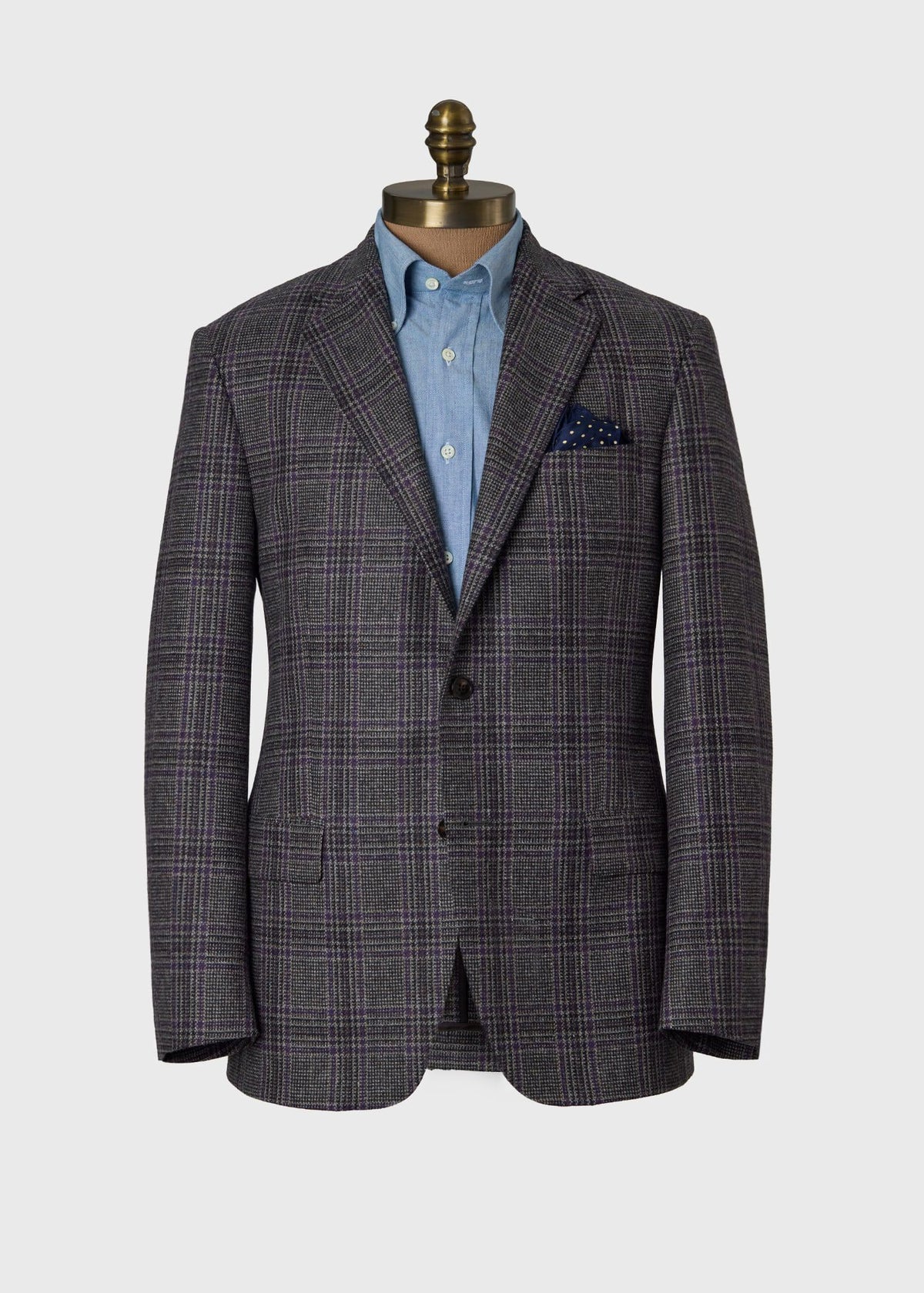 Wool Plaid Sport Coat Grey/Purple - Paul Stuart