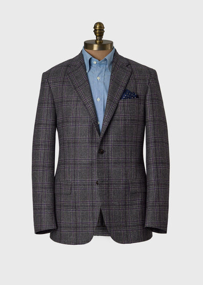 Wool Plaid Sport Coat Grey/Purple - Paul Stuart