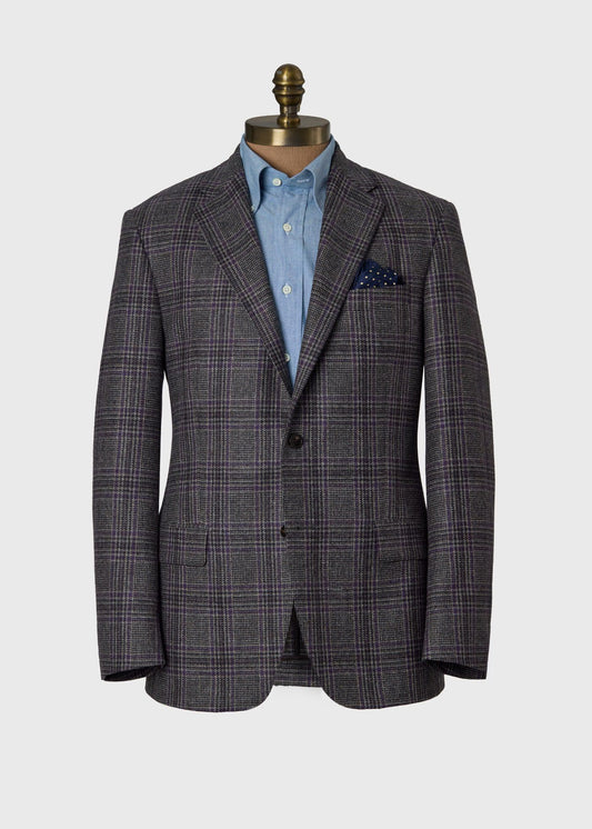 Wool Plaid Sport Coat Grey/Purple - Paul Stuart