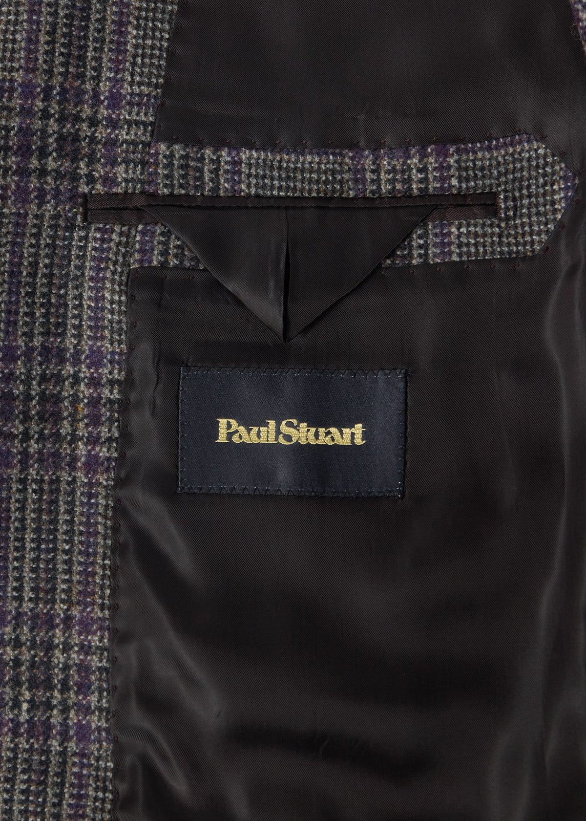 Wool Plaid Sport Coat Grey/Purple - Paul Stuart