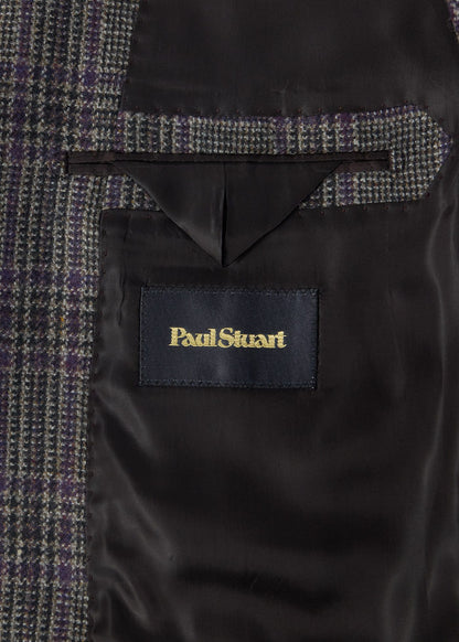 Wool Plaid Sport Coat Grey/Purple - Paul Stuart