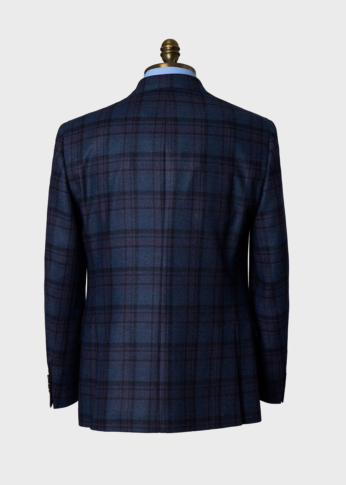 Wool-Silk Plaid Sport Coat Blue/Plum - Paul Stuart