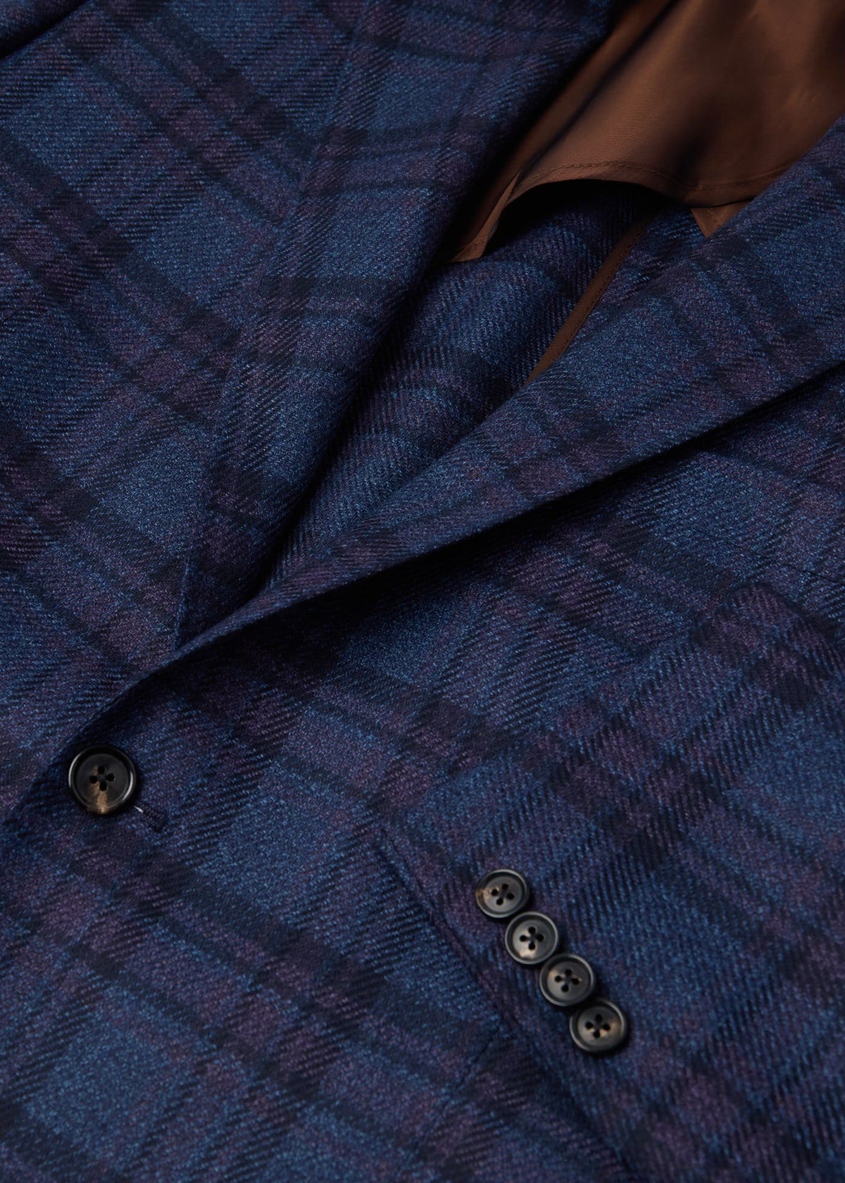 Wool-Silk Plaid Sport Coat Blue/Plum - Paul Stuart