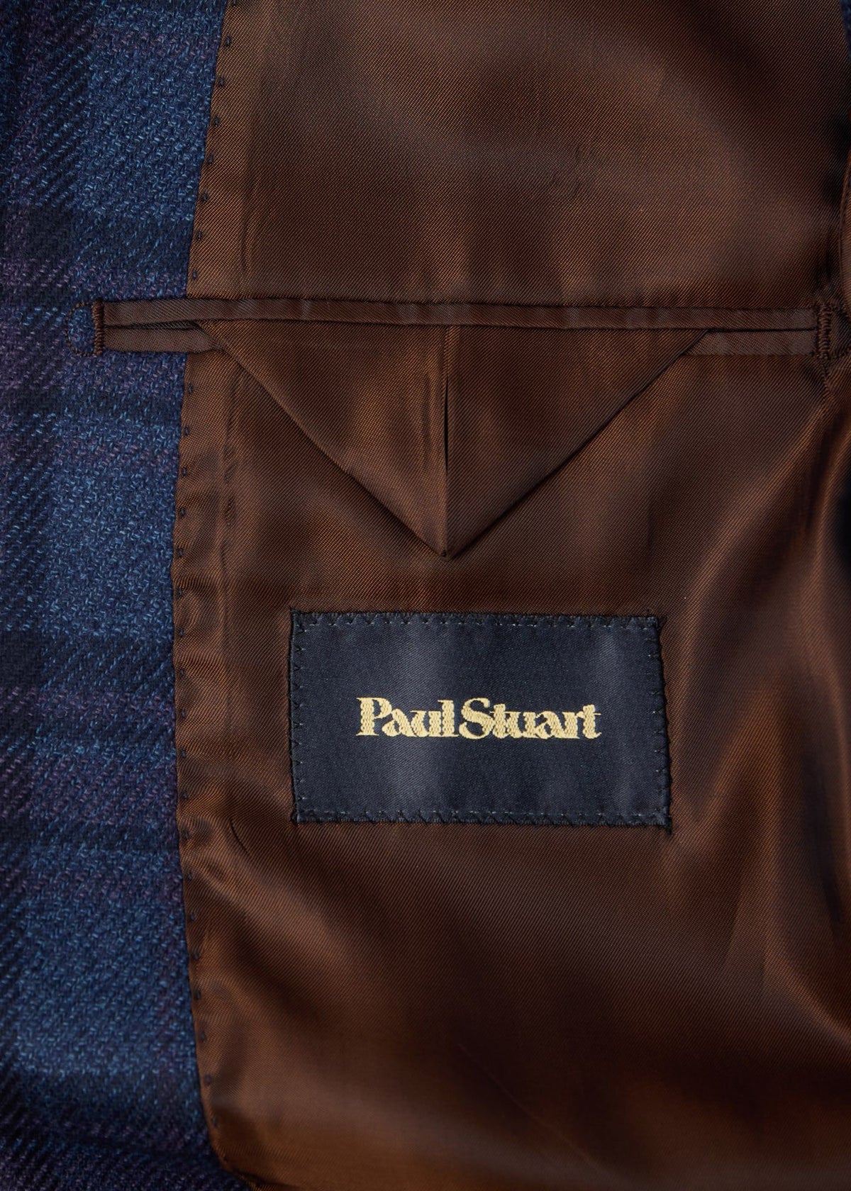Wool-Silk Plaid Sport Coat Blue/Plum - Paul Stuart