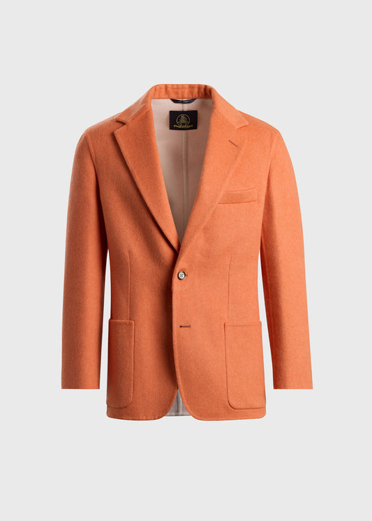 Double Faced Cashmere Soft Jacket Orange/Cream - Paul Stuart